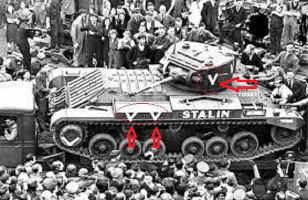 американський танк по ленд-лізу для СРСР із буквами V
