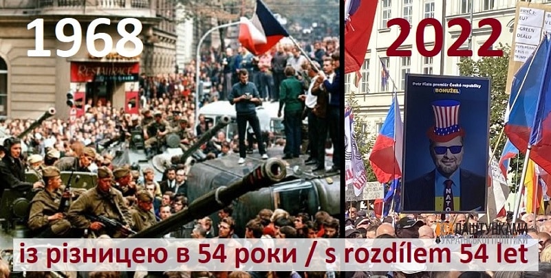 Чехія із різницев в 54 роки 1968-2022